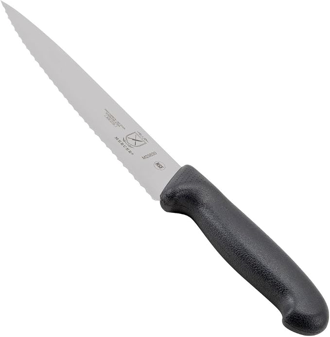 Mercer Culinary M23830 Millennia Black Handle, 7.5-Inch Wavy Edge, Chef's Knife by MercerCulinary