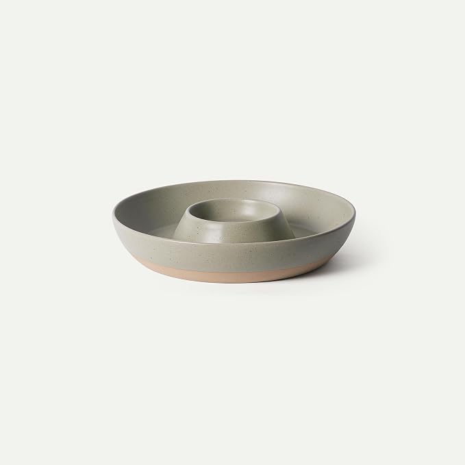 MORA Ceramic Chips and Dip Serving Tray: Large Divided Party Bowl Set by MORA