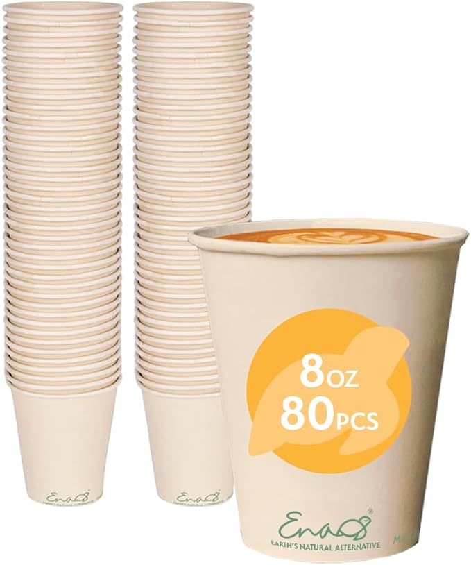 100% Compostable Disposable Coffee Cups Paper Cups Made from Bamboo, by EarthsNaturalAlternative