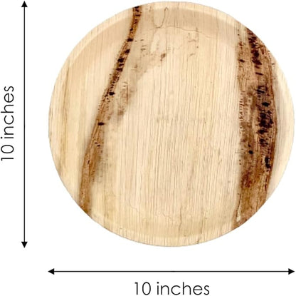 NEATtable Palm Leaf Plates | Disposable & Compostable | Eco Friendly & 100% Natural | Great for Outdoor Events, Wedding, Party, Barbecues | 10-inch Round Plate, Pack of 25