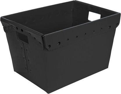 Hudson Exchange 18.25 x 13.25 x 11.75 (3 Pack) Corrugated Space Age Handled Storage Container Mail Tote, Black