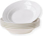 Ceramic Pasta Bowls Set of 6– 13.5oz/22oz Porcelain Soup & Salad Bowls, Wide Rim, Oven/Dishwasher Safe – Elegant White Dinnerware for Italian Dishes