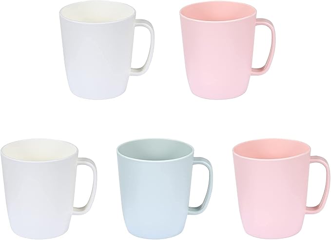 Coffee Mugs Set of 5, 10 Ounce, 3 Basic Colors | Unbreakable Plastic Coffee - Image 8