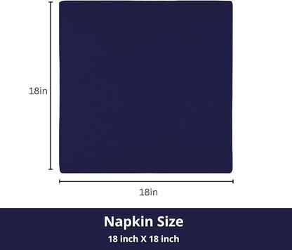 PurpleEssences Set of 12 Cloth Dinner Napkins 100% Cotton 18x18 Inch - Soft Durable Washable - Ideal for Farmhouse Party Christmas Holiday Winter - Perfect Everyday Use Table Linen - Navy Blue