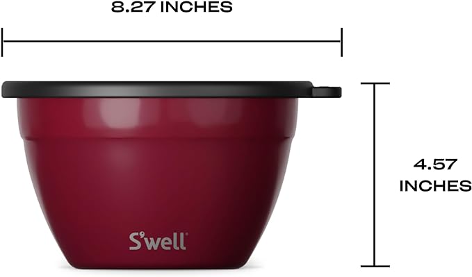 S'well Stainless Steel Salad Bowl Kit 64oz, Wild Cherry, Comes - Image 4