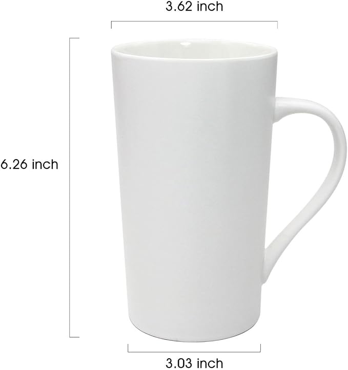 20 OZ Simple Pure White Mug Plain Large Tall White Ceramic Milk Tea Coffee Mug - Image 2