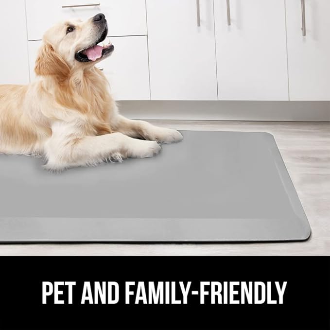GORILLA GRIP Comfortable Cushioned Kitchen Mats for Floor, Waterproof and Stain Resistant Soft Top, 3/4 Inch Thick Ergonomic Standing Desk Anti Fatigue Mat, Foam Supports Feet, 17x24, Light Gray