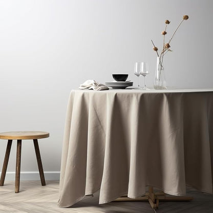 EVERLY 100% Pure Linen Round Tablecloths 60Inches for Dining,Buffet Parties,Picnic,Events,Weddings and Restaurants,Decorative Halloween,Thanksgiving Machine Washable Tablecloths-Natural Linen