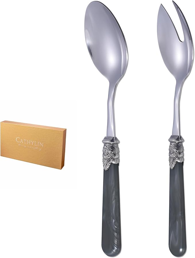 2-piece Salad Servers Stainless Steel Salad Serving Set Salad Fork and Spoon by CATHYLIN