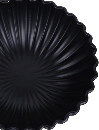 Large Black Fluted Decorative Bowl – Modern Ruffle Bowl for Kitchen, Living Room, Entryway & Coffee Table Décor, Multifunctional Black Fruit Bowl for Keys, Decorative Storage for Home
