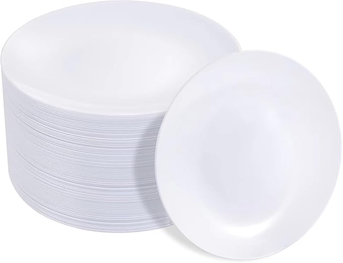 100pcs White Plastic Plates by Hioasis