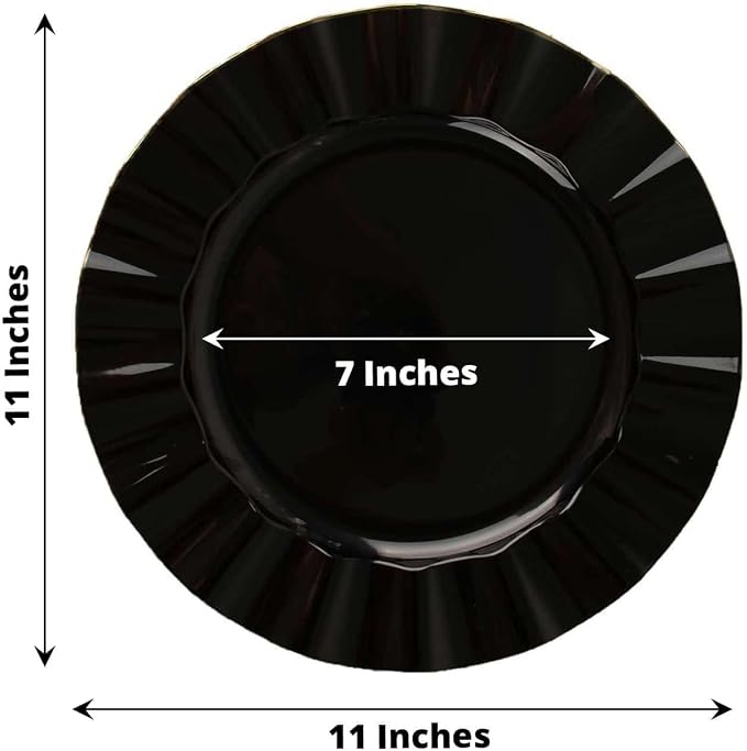Efavormart 11" Dinner Plates – Set of 10 Plastic Black Round Disposable Plates - Image 3