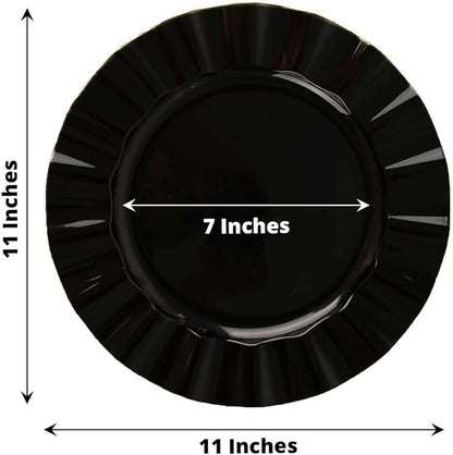 Efavormart 11" Dinner Plates – Set of 10 Plastic Black Round Disposable Plates - Image 3