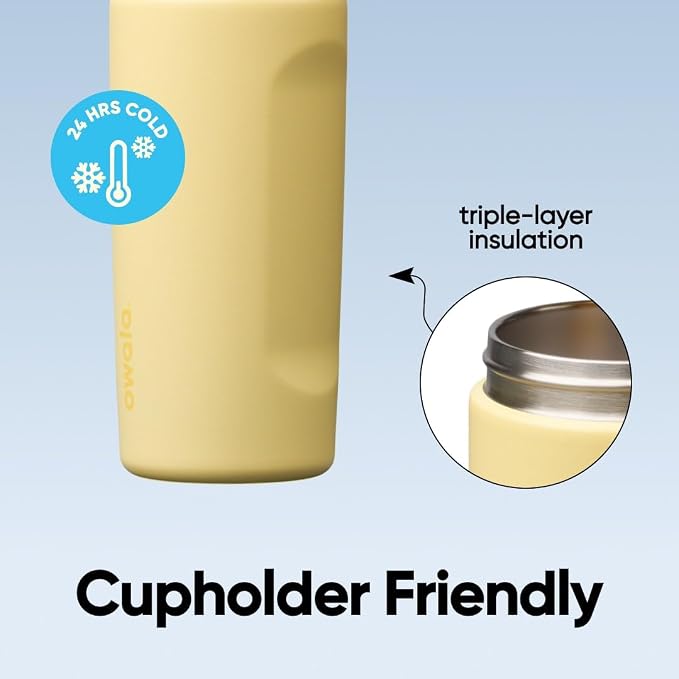 Owala FreeSip Kids Stainless Steel Water Bottle 16 oz Butter Half - Image 4