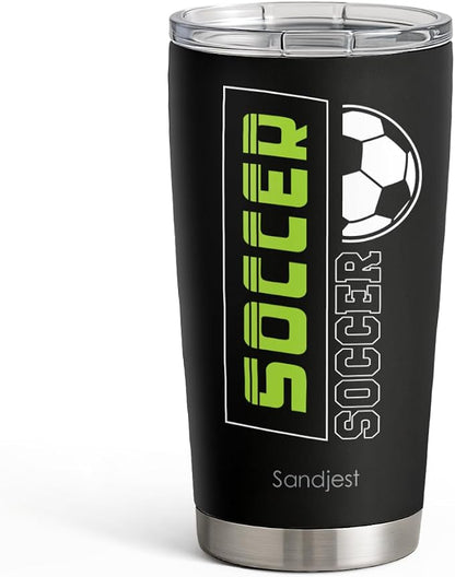SANDJEST Soccer Tumbler 20oz Stainless Steel Insulated, Travel Coffee Cup by SANDJEST