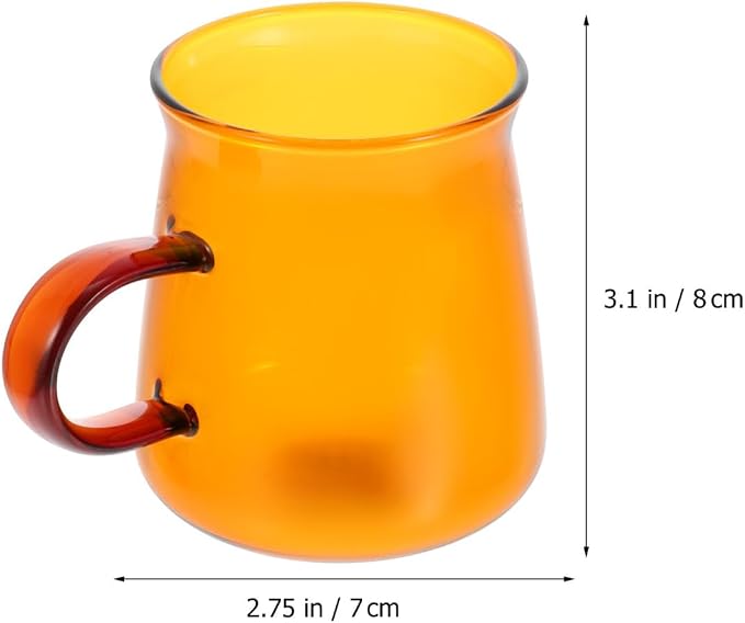 Mikinona Vintage Tea Cups and Saucers Sets, 3.14x2.75x2.75In Amber Glass Coffee - Image 2