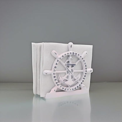 THDC Nautical Napkin Holder, Lunch, Dinner, Nautical Collection Napkin Holder, Made of Metal (Anchor Distressed Pink)
