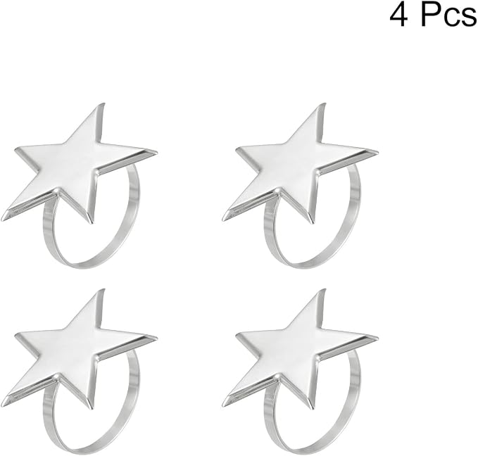 uxcell Metal Napkin Rings Set of 4, Star Napkin Ring Holder Buckle - Image 3