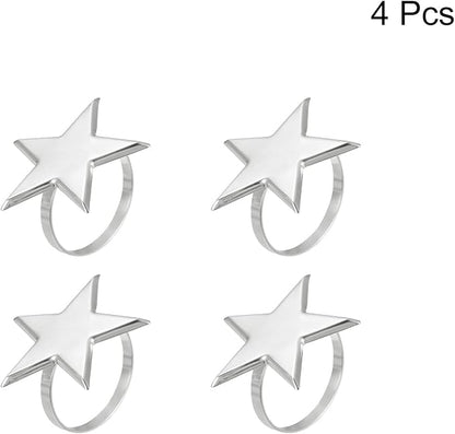 uxcell Metal Napkin Rings Set of 4, Star Napkin Ring Holder Buckle - Image 3