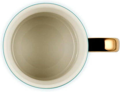 Le Creuset Stoneware Vancouver Mug, 14 oz., Riviera/Gold Metallic Handle - Image 3