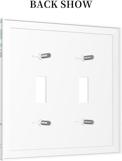 Decorative Light Switch Cover Blue Watercolor Flowers Retro Floral Leaves 2 Gang Wall Plate Double Toggle Switch Plate Receptacle Electrical Outlet Cover Switchplate for Bathroom Bedroom（2 Pack）
