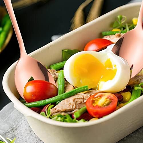 Salad Servers Salad Spoons and Fork Set Stainless Steel Serving Utensils - Image 3