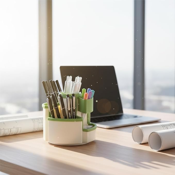 Pencil Holder for Desk Rotating Pen Organizers Green Small Desktop Organizer - Image 9