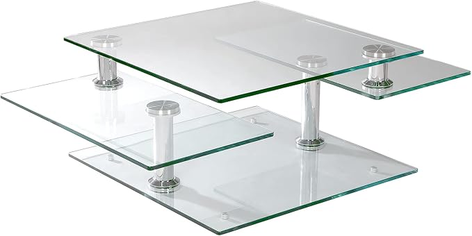 Contemporary Multi-Top Motion Glass Cocktail Table - Image 3