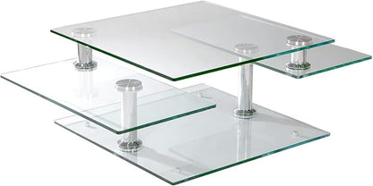 Contemporary Multi-Top Motion Glass Cocktail Table - Image 3