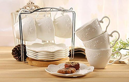Jusalpha White Porcelain 5OZ- Tea Cup and Saucer Set - Image 4