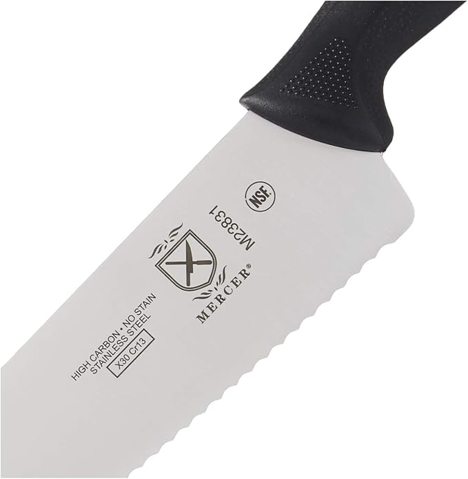 Mercer Culinary M23831 Millennia Black Handle, 10-Inch Wavy Edge, Chef's Knife - Image 3
