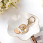 Lotus Leaf Shape Ring Holder Dish, Small Key Bowl, Ceramic Trinket Tray Jewelry Dish Organizing Necklace Earrings for Mom Friend Sister, White. All Jewelries Are NOT Included.