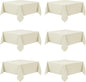 6-Pack Ivory Tablecloths for Square Tables, 70 x 70 Inches, Stain-Resistant Polyester Fabric for 3 Foot Tables - Washable Table Covers for Weddings, Banquets, Birthday Parties, Events