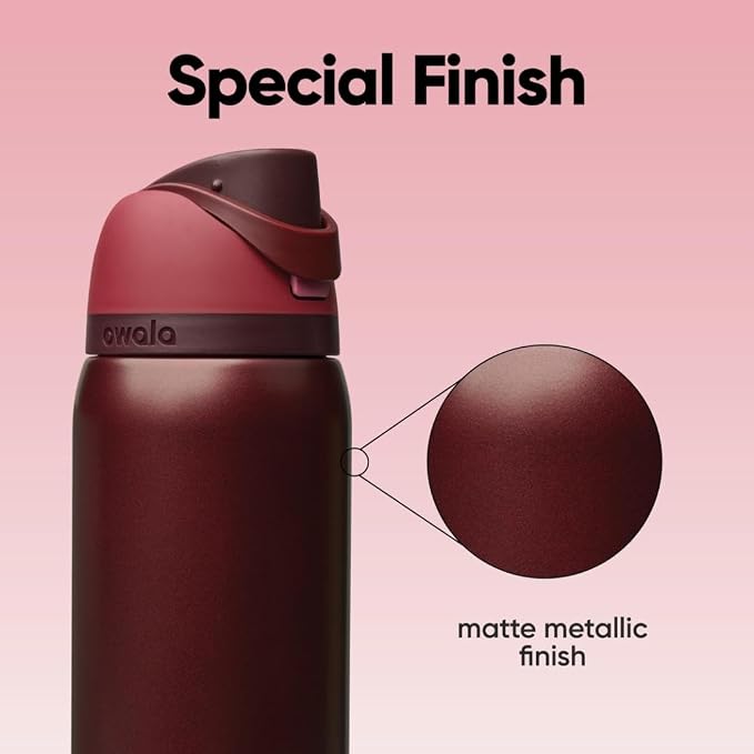 Owala FreeSip Stainless Steel Water Bottle 32 oz Black Cherry - Image 5