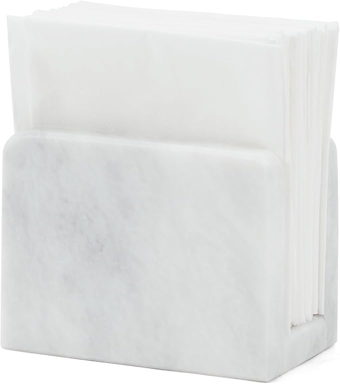 Marble Mini Napkin Holder 3" x 4" Inch White Serviette Holder by MarblousKrafts