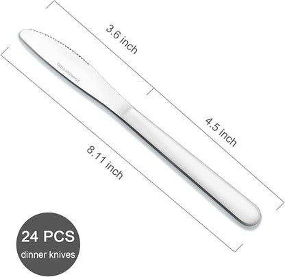 24 Pieces Dinner Knives Set, 8.1" Inches Table Knives Set, Durable Butter Knife - Image 2