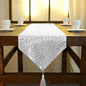 ShinyBeauty Sequin Tassel Table Runner Silver 12in x 90in Sequin Table Runners by ShinyBeauty