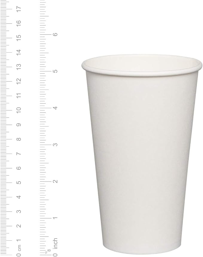 GUSTO 16 oz Disposable White Paper Cups Hot Coffee Cups | Eco-Friendly Material - Image 2