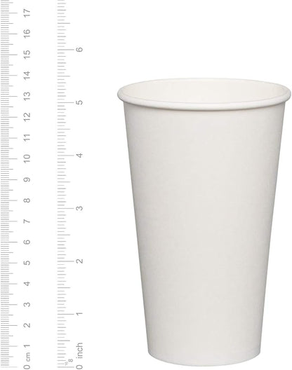 GUSTO 16 oz Disposable White Paper Cups Hot Coffee Cups | Eco-Friendly Material - Image 2