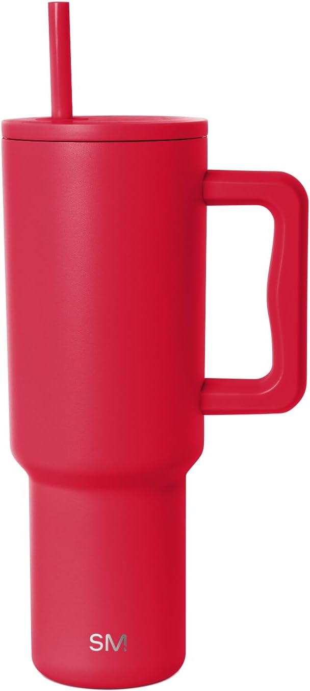 Simple Modern Tumbler with Handle and Straw | 40oz | Red | Trek Tumbler by Unknown