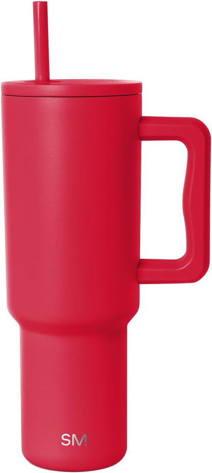 Simple Modern Tumbler with Handle and Straw | 40oz | Red | Trek Tumbler by Unknown