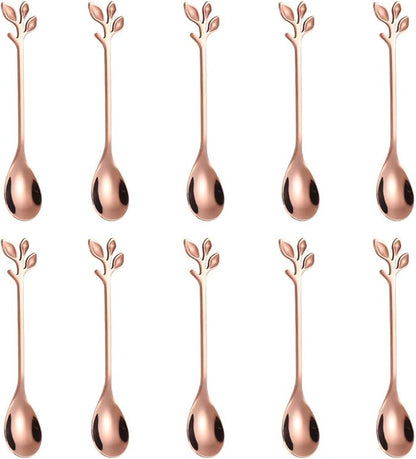 AnSaw Elegant Rose Gold Leaf Coffee Spoons by AnSaw