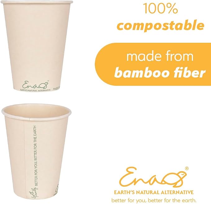 100% Compostable Disposable Coffee Cups Paper Cups Made from Bamboo, - Image 3