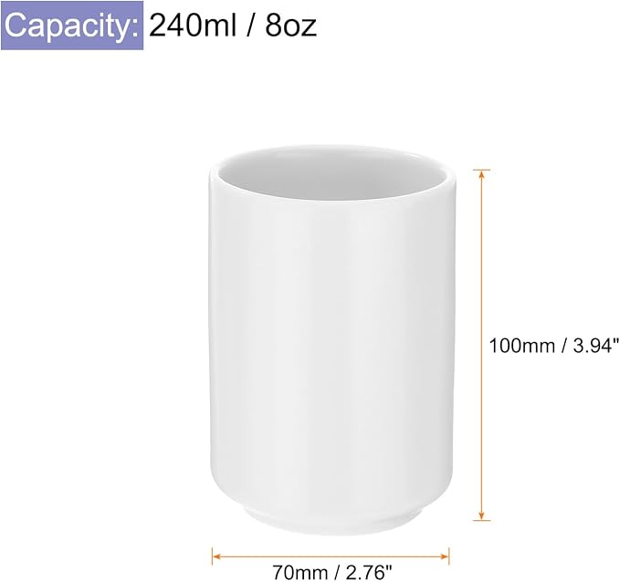HARFINGTON Japanese Ceramic Tea Cups 8oz / 240ml Simple Solid Color No Handle - Image 2