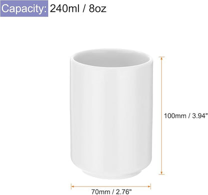 HARFINGTON Japanese Ceramic Tea Cups 8oz / 240ml Simple Solid Color No Handle - Image 2