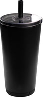 HydroJug Everyday Tumbler 20 oz – Ceramic-Lined Insulated Tumbler with Straw and Soft-Touch Lid, Cup Holder Friendly, Double-Wall Vacuum Insulation, Reusable Travel Cup – Black