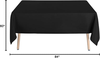 sancua Rectangle Tablecloth - 60 x 84 Inch - Stain and Wrinkle Resistant Washable Polyester Table Cloth, Decorative Fabric Table Cover for Dining Tables, Buffet Parties and Camping, Black