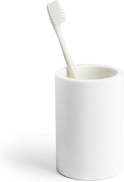 White Resin Bathroom Tumbler Cup by JoLavie