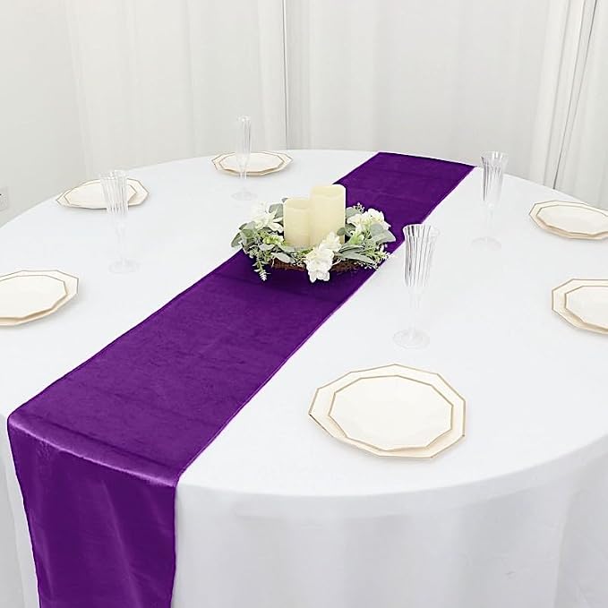 Balsa Circle 10 pcs 12x108-Inch Purple Premium Velvet Table Runners Wedding - Image 5