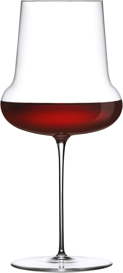NUDE Red Wine Glass, Ghost Zero Belly – Crystal Large Long Stem Red Wine Glass for Medium to Full Bodied Red Wines, Bulbous Bowl with Tapered Rim, Lead-Free, 24.25 oz